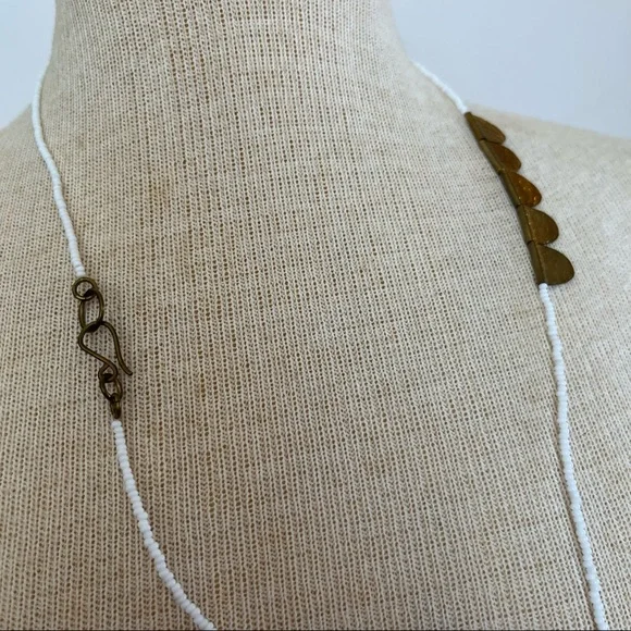 Hammered Gold and Bead Necklace - Picture 11 of 15